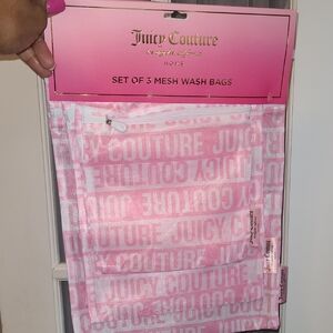 Juicy Couture Pink and White Mesh Wash Bags - Set of 3